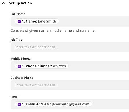 Setup field mapping to Creatio